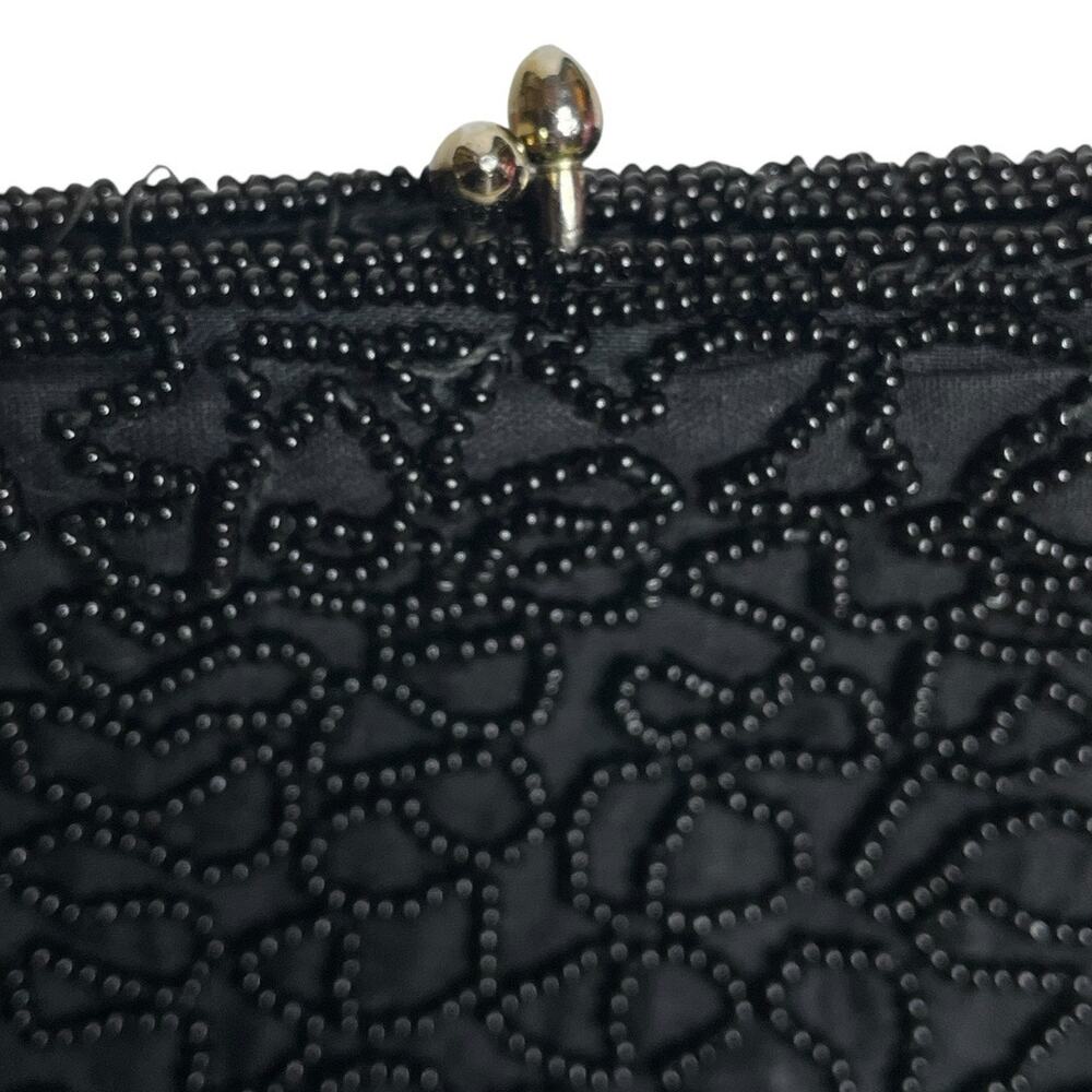 Walborg Vintage Black Beaded Clutch Wallet Purse Made In Japan - Picture 5 of 6